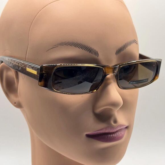 Vintage Y2K Designer Sunglasses BCBG Max Azria Radiance Narrow Brown Rectangle main image 5